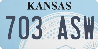 KS license plate 703ASW
