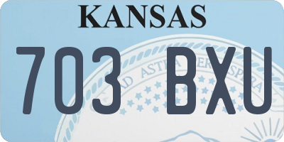 KS license plate 703BXU