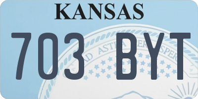 KS license plate 703BYT