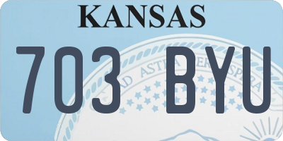 KS license plate 703BYU