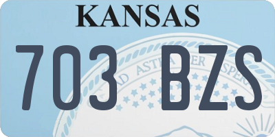 KS license plate 703BZS