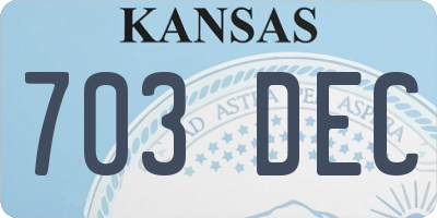 KS license plate 703DEC