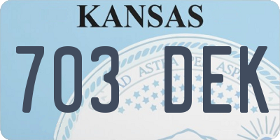 KS license plate 703DEK