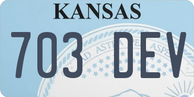 KS license plate 703DEV