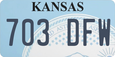 KS license plate 703DFW