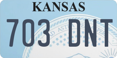 KS license plate 703DNT