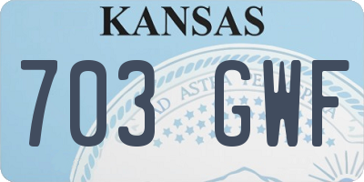 KS license plate 703GWF