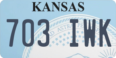 KS license plate 703IWK