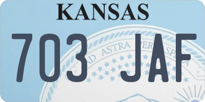 KS license plate 703JAF