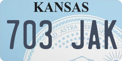KS license plate 703JAK