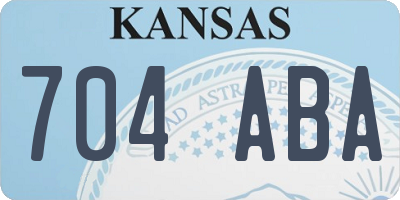 KS license plate 704ABA
