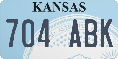 KS license plate 704ABK