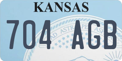 KS license plate 704AGB