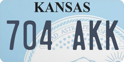 KS license plate 704AKK