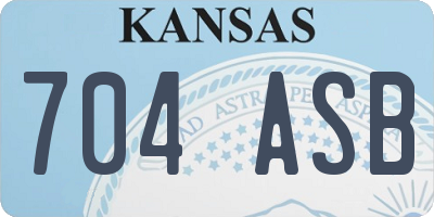 KS license plate 704ASB