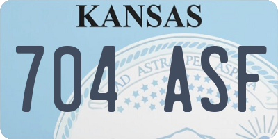 KS license plate 704ASF