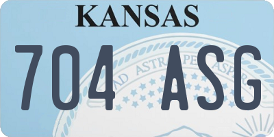 KS license plate 704ASG