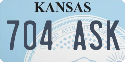 KS license plate 704ASK