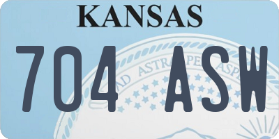 KS license plate 704ASW