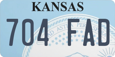 KS license plate 704FAD