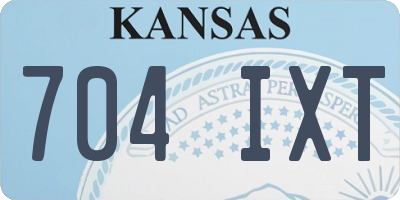 KS license plate 704IXT