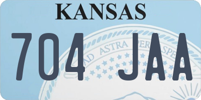 KS license plate 704JAA
