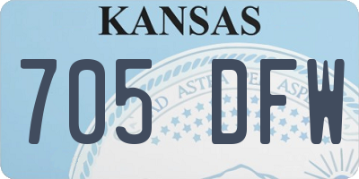 KS license plate 705DFW
