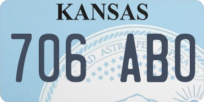 KS license plate 706ABO