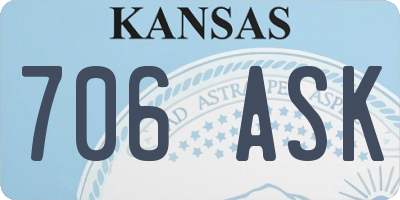 KS license plate 706ASK