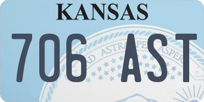 KS license plate 706AST