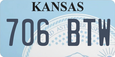KS license plate 706BTW