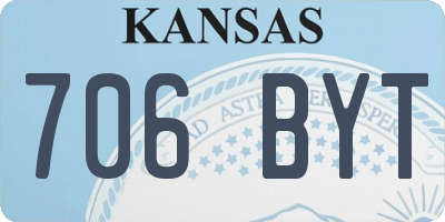 KS license plate 706BYT