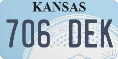 KS license plate 706DEK