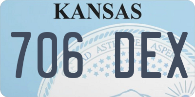 KS license plate 706DEX