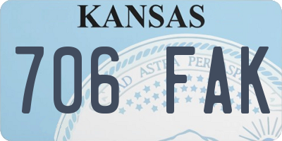 KS license plate 706FAK