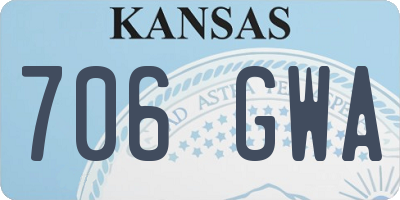 KS license plate 706GWA