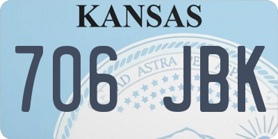 KS license plate 706JBK