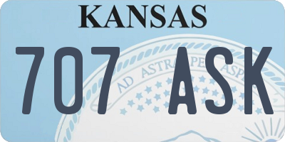 KS license plate 707ASK