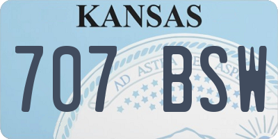 KS license plate 707BSW