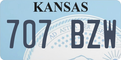 KS license plate 707BZW