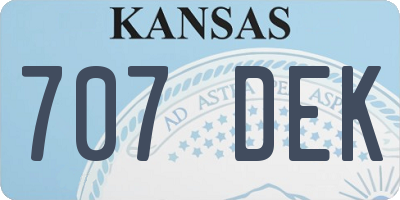 KS license plate 707DEK