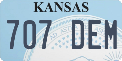 KS license plate 707DEM