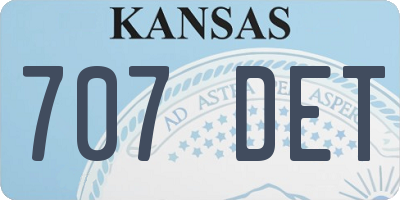KS license plate 707DET