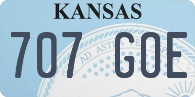 KS license plate 707GOE