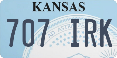 KS license plate 707IRK