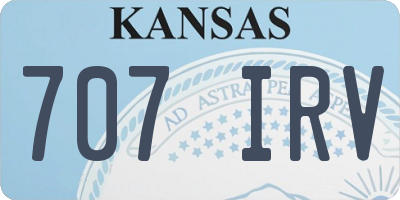 KS license plate 707IRV