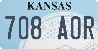KS license plate 708AOR