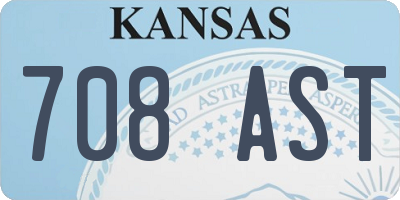 KS license plate 708AST