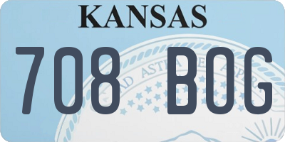 KS license plate 708BOG