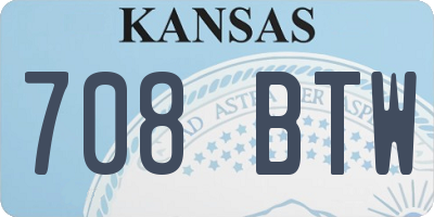 KS license plate 708BTW